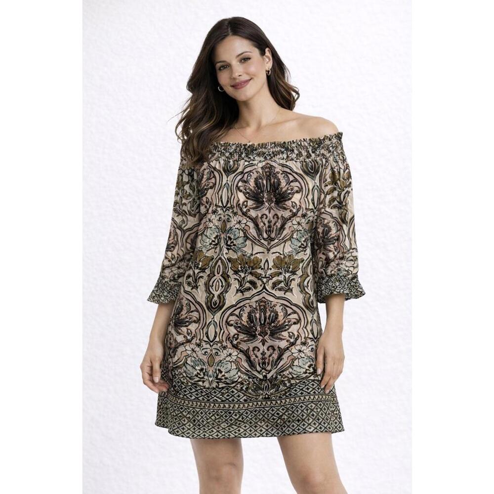 The Room crushed velvet off shoulder spring dress- Sz M
